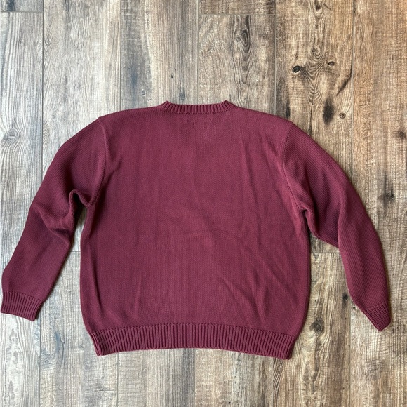 Polo Ralph Lauren V-Neck Burgandy Sweater 100% Cotton Men's Size L - Picture 3 of 12